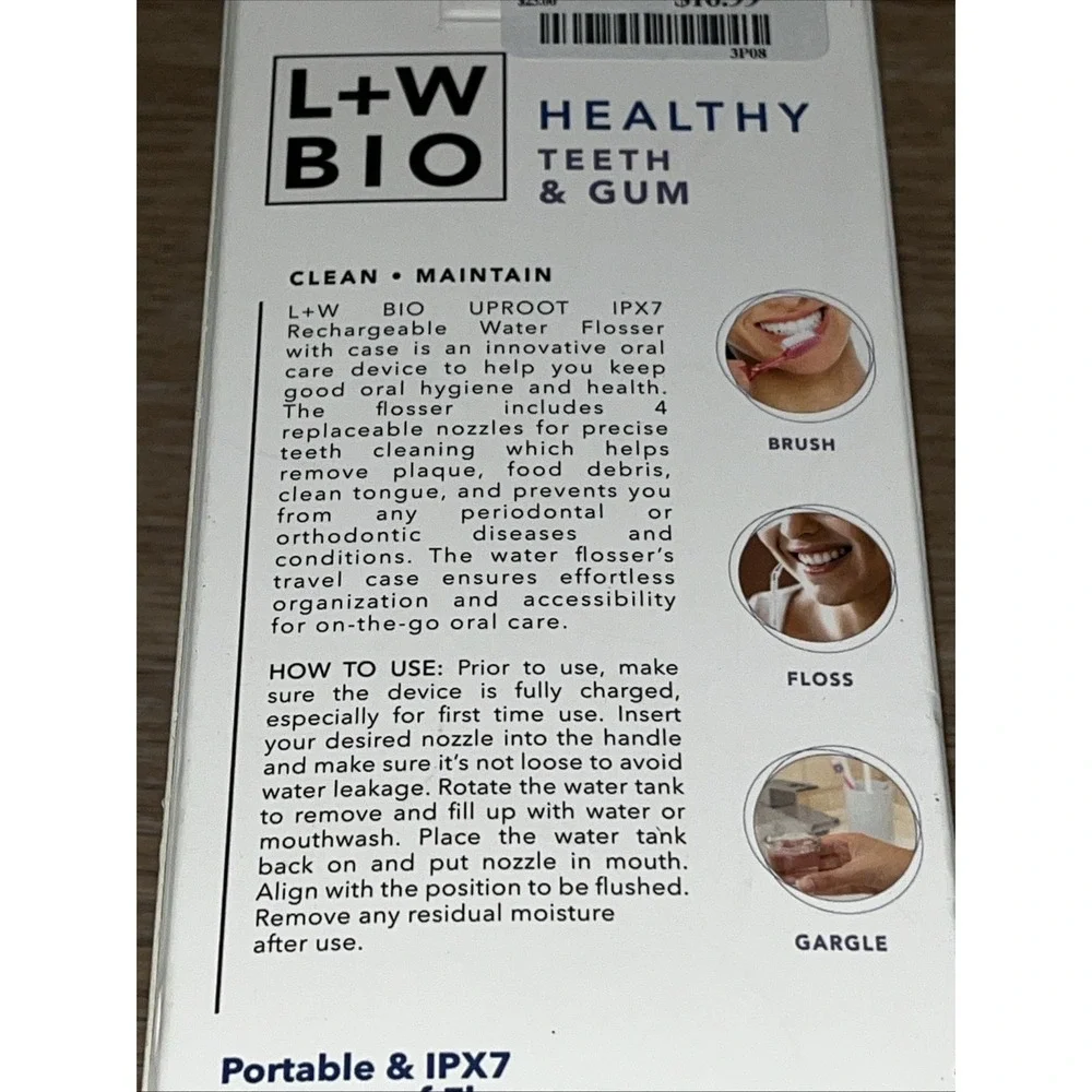L+W Bio Uproot IPX7 Water Flosser New Sealed 180ML